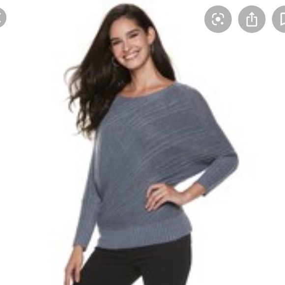 Jennifer Lopez metallic silver diagonal rib dolman - Picture 2 of 7